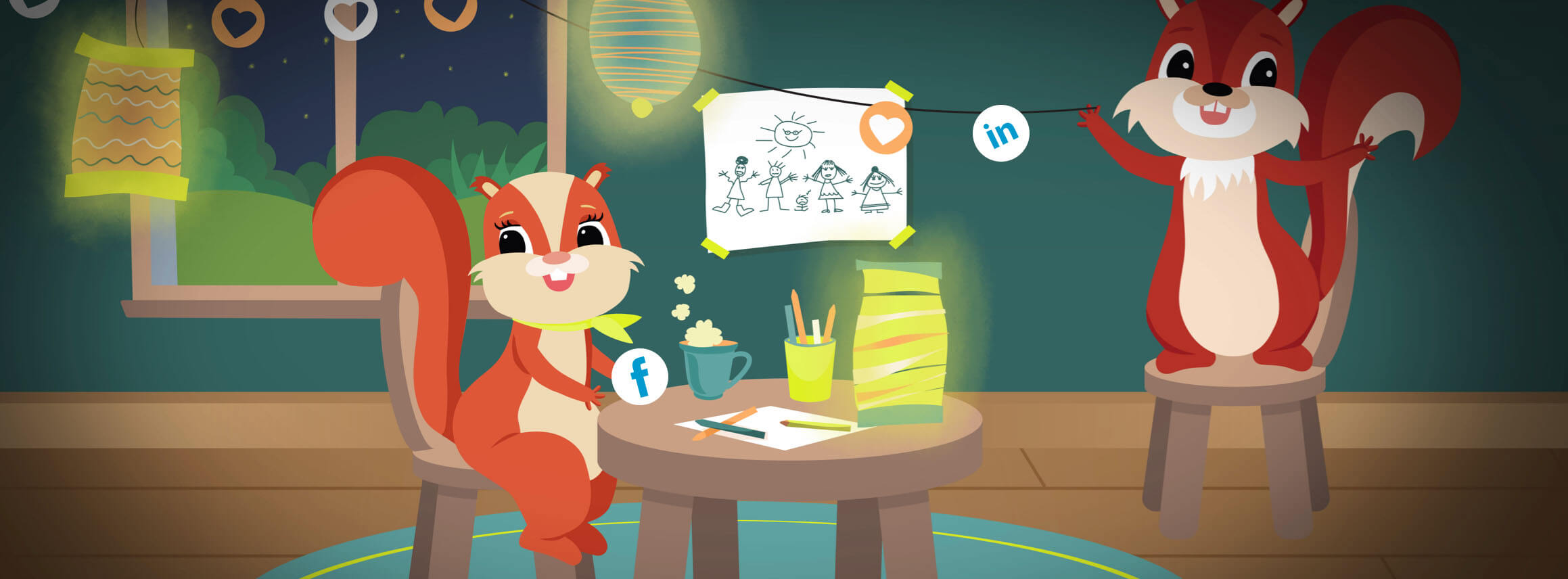 Eichhörnchen Maskottchen Eddi und Ewi sind auf Social Media