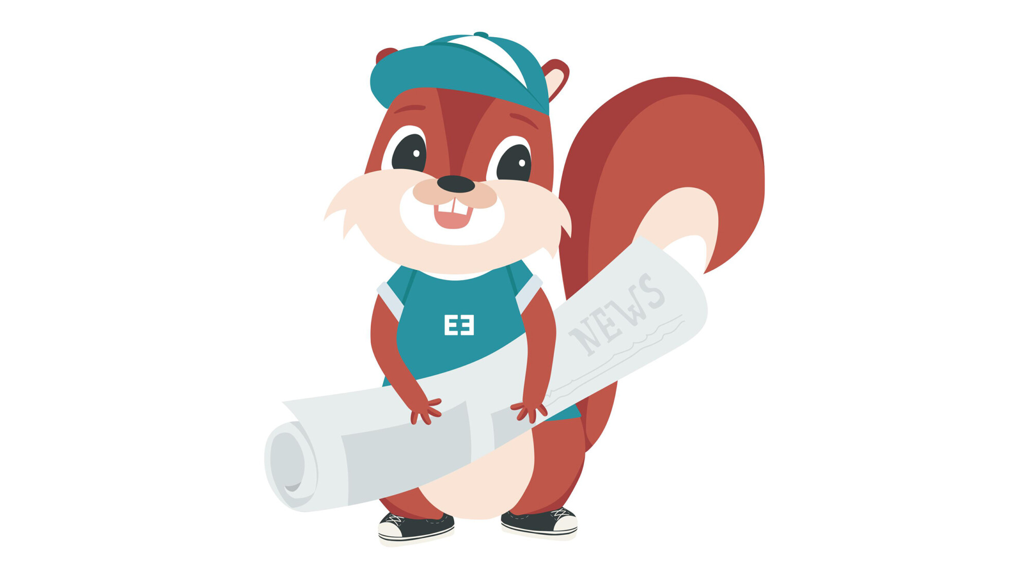 Maskottchen Eddi hält die BEECH News