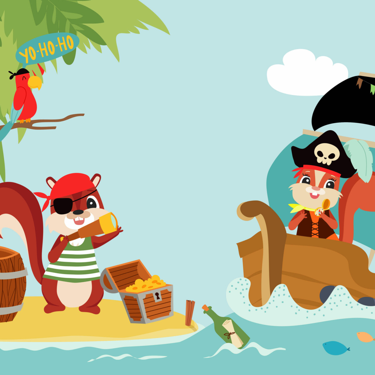 Eddi und Ewi als Piraten auf Schatzssuche
