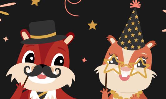 Grafik mit Maskottchen vom BEECH Resort an Silvester