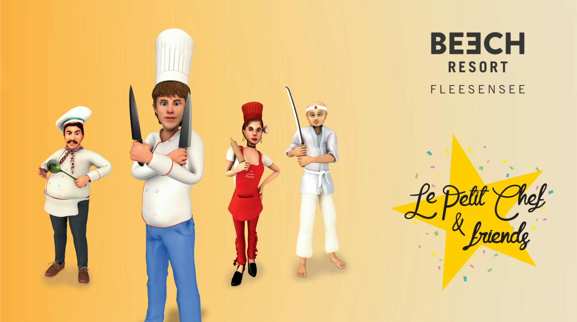 Banner für das Fun Dining Event Le Petit Chef im Familienresort Fleesensee